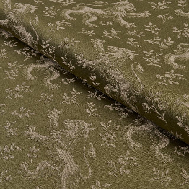 Schumacher Schumacher Ewan'S Beasts Fabric In Moss For Sale - Image 4 of 5