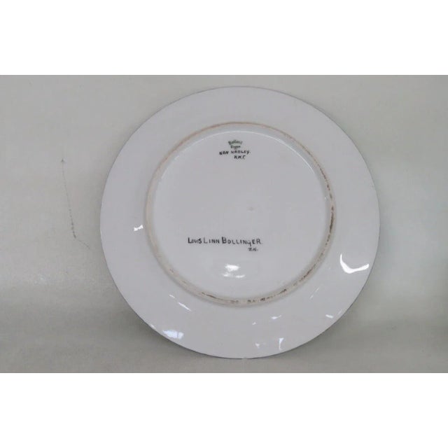 Haviland & Co. Haviland France Porcelain Green and Gold Hand Painted White Roses Plate For Sale - Image 4 of 8