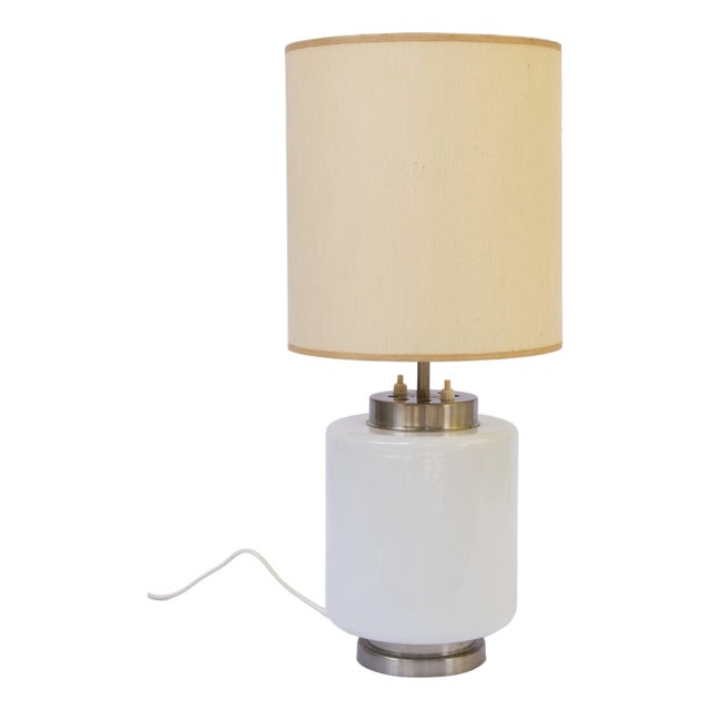Vintage Brass and Opal Glass Table Lamp from Stilnovo, Italy, 1960s For Sale