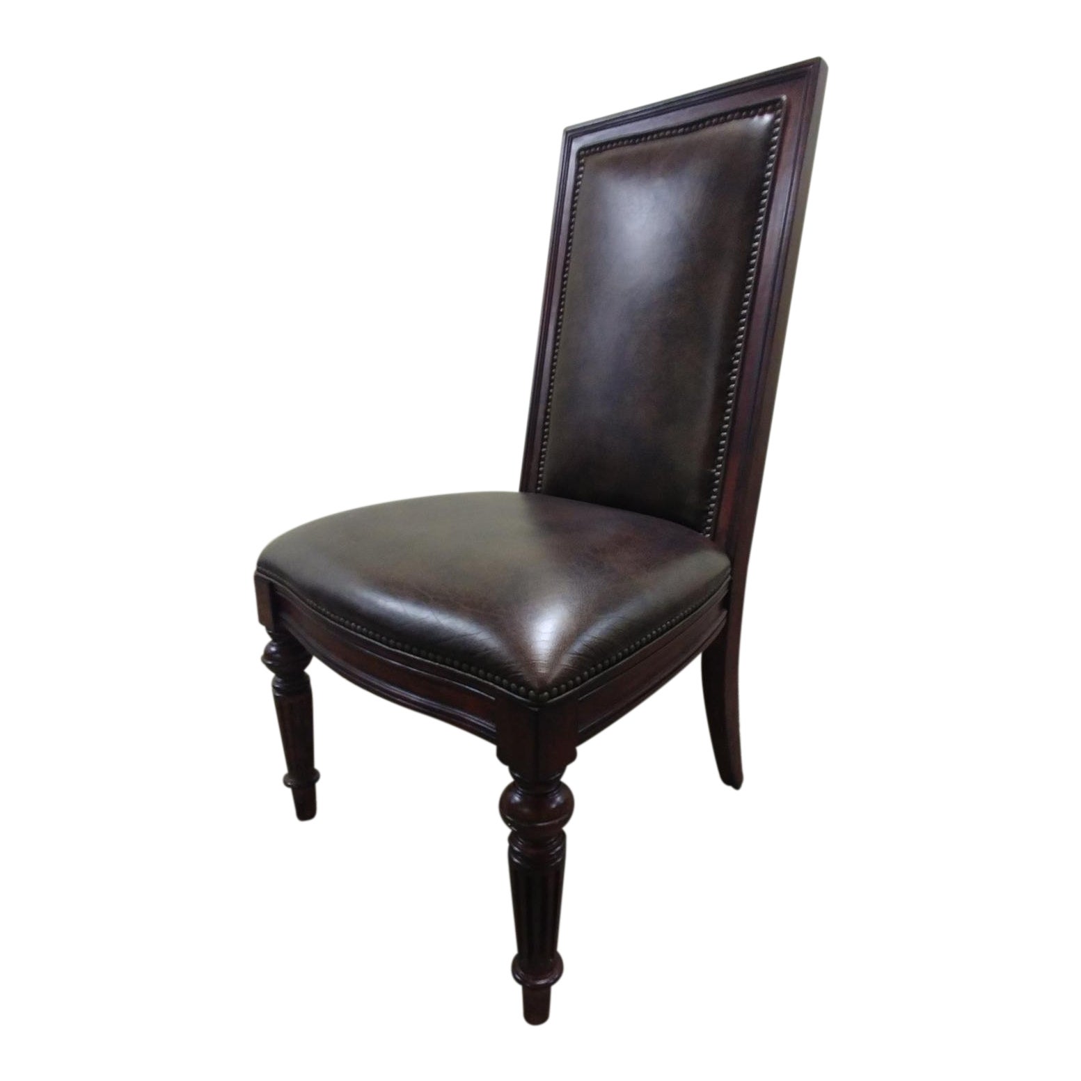 Modern Thomasville Furniture Fredericksburg Whiskey Mahogany Leather Upholstered Chair Chairish
