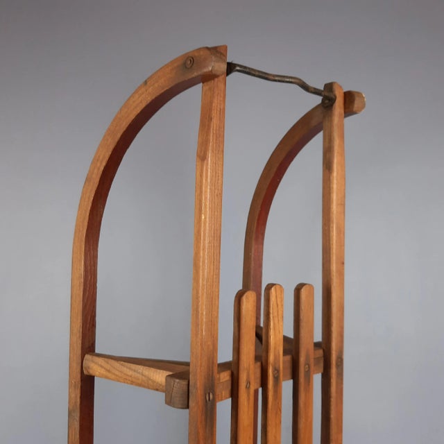 Vintage Wooden Metal Sled, 1940 For Sale - Image 9 of 17