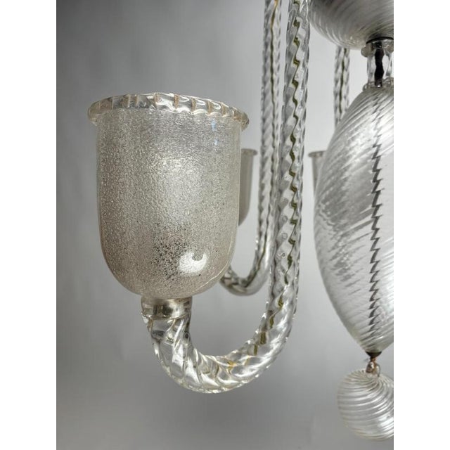 Glass Large Five-Arm Murano Glass Chandelier by Ercole Barovier, Italy, 1950s For Sale - Image 7 of 17