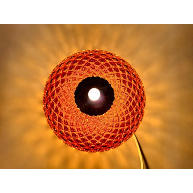 Metal Glass and Brass Table Lamp from Jablonec Glassworks, Former Czechoslovakia, 1960s For Sale - Image 7 of 11