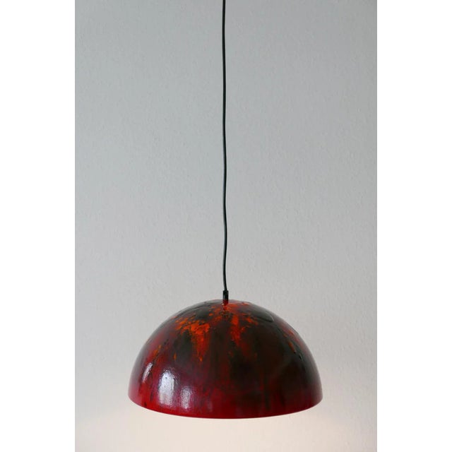 Large Mid-Century Enameled Dome Pendant Lamp, 1960s For Sale - Image 6 of 17