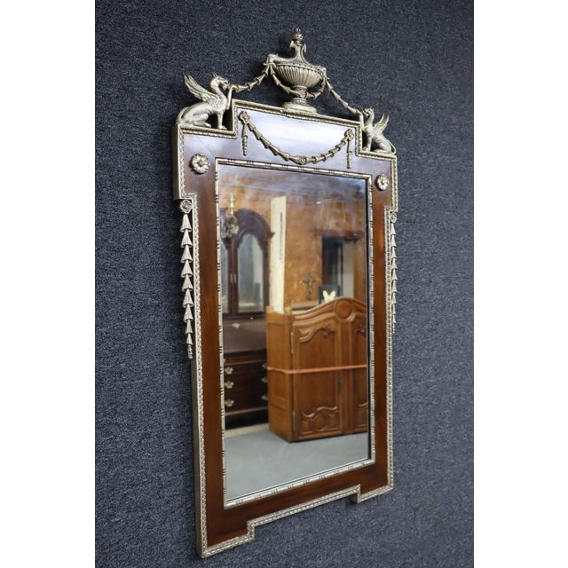 Traditional Antique Federal Style Mahogany & Silver Gilt Wall Mirror With Griffins For Sale - Image 3 of 11