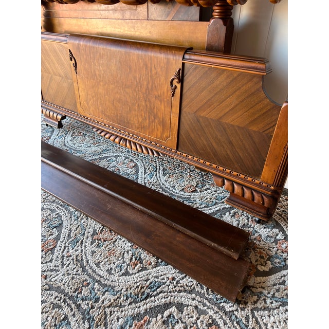 Vintage Art Deco Full/Double Bedframe Waterfall Poster Bed For Sale - Image 10 of 10