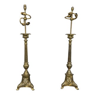 Church Candlestick Table Lamps, 1920, Set of 2 For Sale