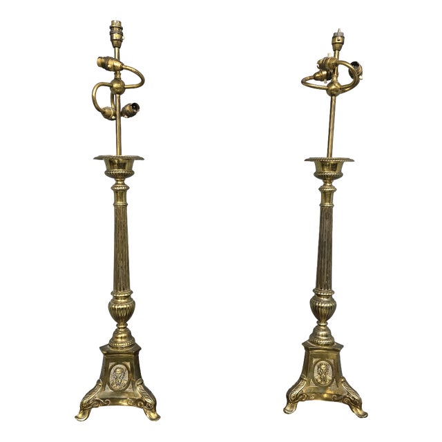 Church Candlestick Table Lamps, 1920, Set of 2 For Sale