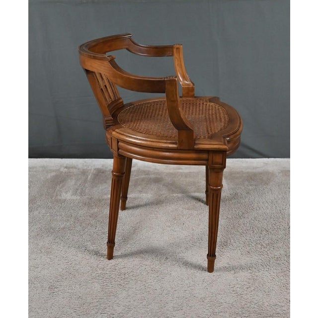 Small Late 19th Century Louis XVI Style Walnut Office Chair For Sale - Image 6 of 18