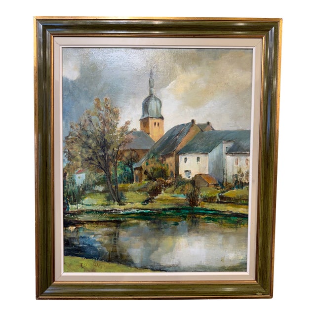 Vintage English Oil on Board For Sale