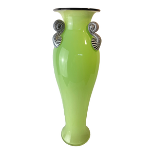 Dehanna Jones Contemporary Art Glass Vase — Signed Pale Lime Green Studio Glass