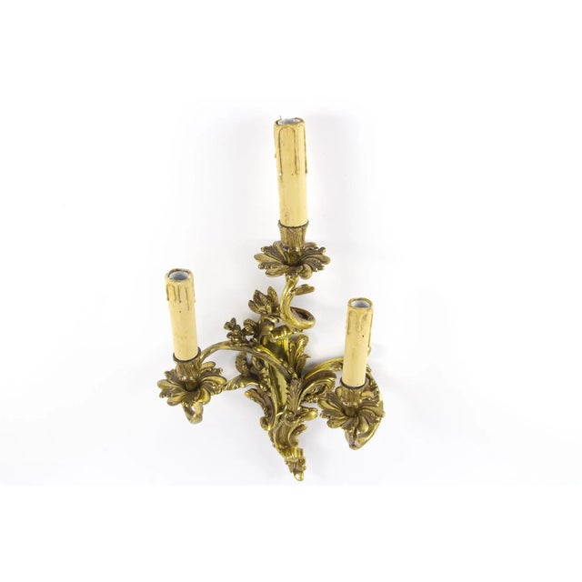 French Gilt Bronze 3-Light Sconce, 1920s For Sale - Image 13 of 18