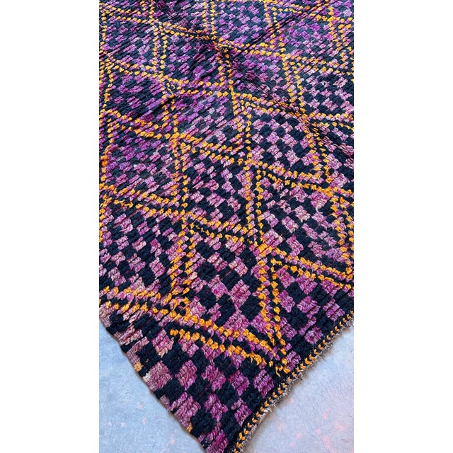 Tribal 1980s Purple With Orange Moroccan Rug - 13.7 X 7.12 Ft For Sale - Image 3 of 10