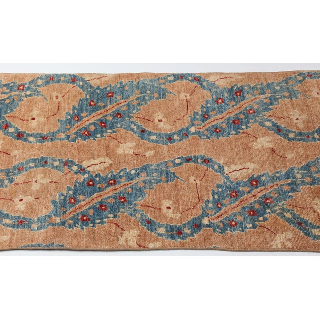 Vintage Oushak Runner Rug – Natural Dyes & Elegance Blue Tone Hallway Rug -2' 4'' X 11' 4'' For Sale - Image 10 of 12