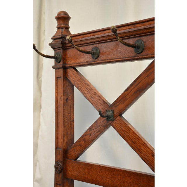 Wood English Victorian Gothic Coat Stand in Oak, 1860 For Sale - Image 7 of 18