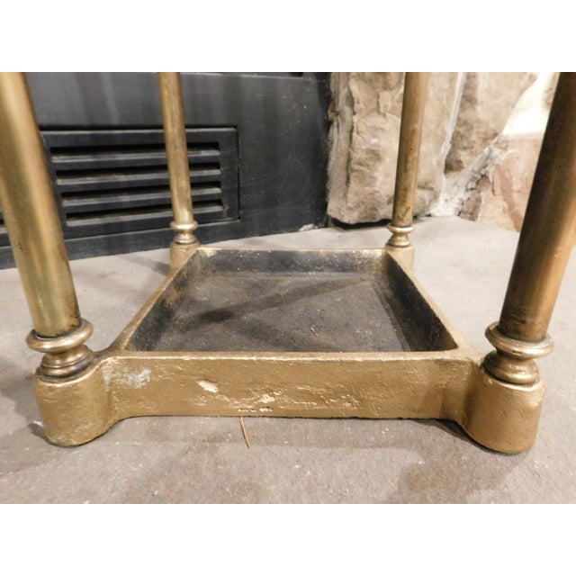 Antique Brass and Cast Iron Umbrella Stand For Sale - Image 10 of 11