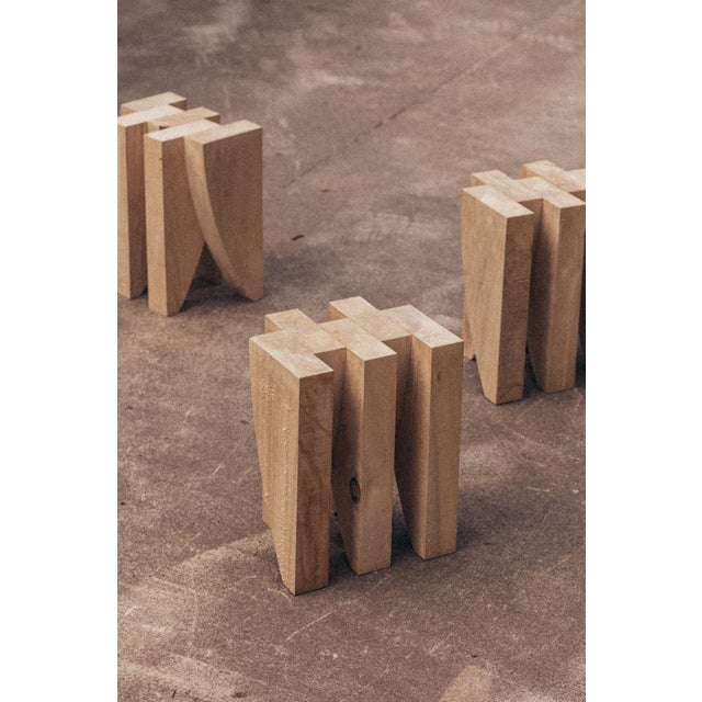 Brutalist Wooden Stool from Frits Jeuris For Sale - Image 7 of 8