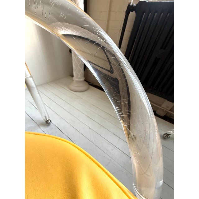 Vintage 1970s Postmodern Charles Hollis Jones Style Lucite Set of Rolling Chairs For Sale - Image 10 of 12