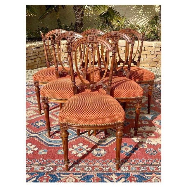Louis XVI Style Walnut Chairs, 19th Century, Set of 6 For Sale - Image 10 of 12