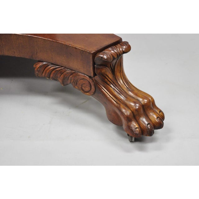 Late 19th Century Antique American Empire 54" Square Mahogany Paw Foot Pedestal Base Dining Table For Sale - Image 5 of 18