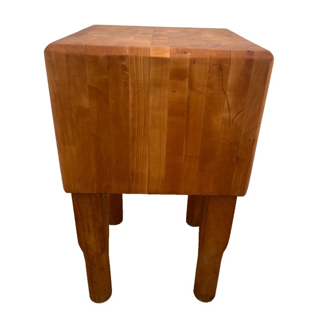 Vintage Butchers Block Carving Kitchen Table Solid 14" Thick End Cut Maple Slab For Sale In Palm Springs - Image 6 of 12