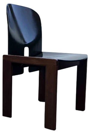 Dark Brown Lacquered Walnut Model 121 Dining Chairs by Tobia & Afra Scarpa for Cassina, 1960s, Set of 4