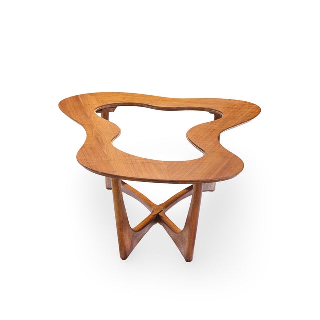 Wood Erno Fabry Mid Century Walnut and Glass Biomorphic Coffee Table For Sale - Image 7 of 8