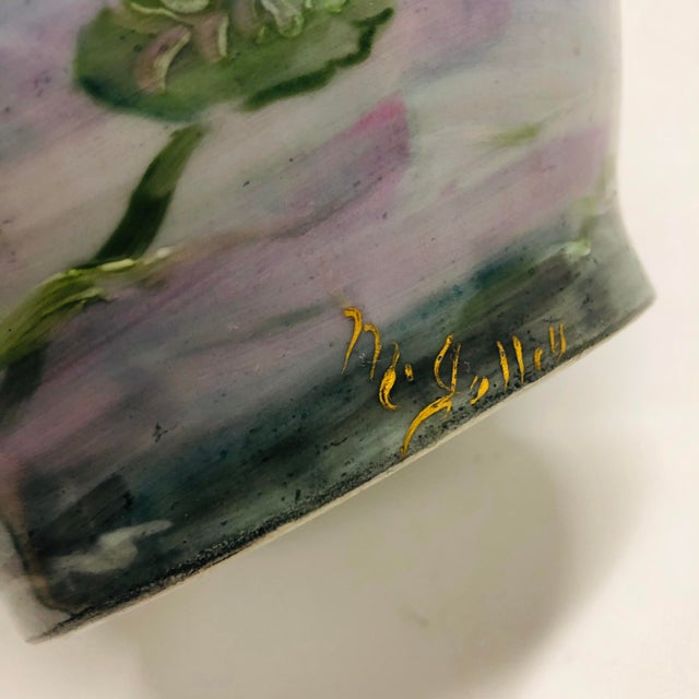 Realism Antique Large Artist Signed Limoges Porcelain Vase For Sale - Image 3 of 7