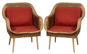 Set of Rattan Lounge Chairs, 1960s