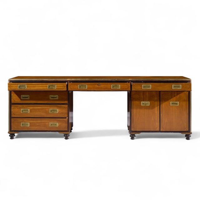 Baker Furniture Campaign Style Brass Handle Credenza For Sale In Chicago - Image 6 of 12