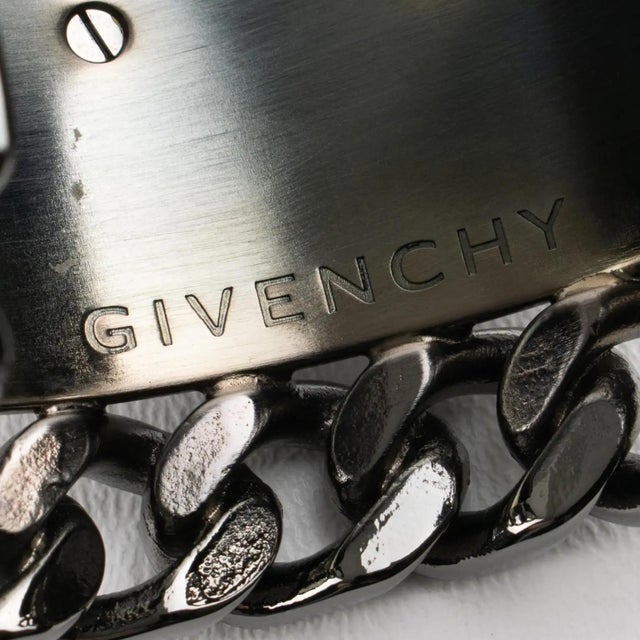 Givenchy Givenchy Paris High-Gloss Gunmetal Chains and Studs Cuff Bracelet For Sale - Image 4 of 16