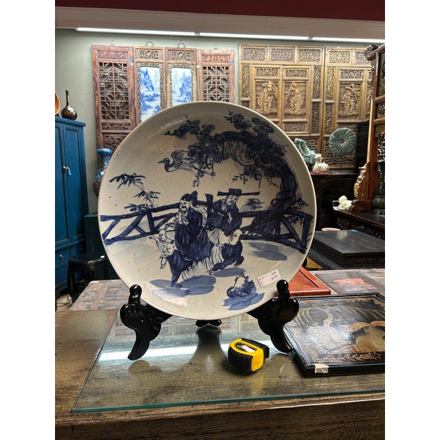 Black Chinese Wood Medium Black Plate Holder Rack Display Easel For Sale - Image 8 of 9