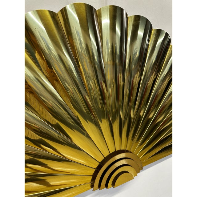 Curtis Jere Artisan House Large Brass Fan Wall Sculpture, 1989 For Sale In Miami - Image 6 of 12