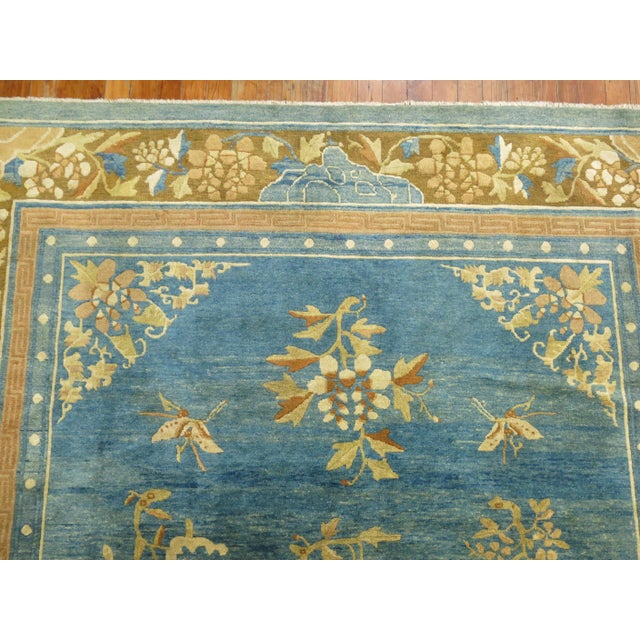 Pale Blue Antique Chinese Rug For Sale - Image 12 of 18