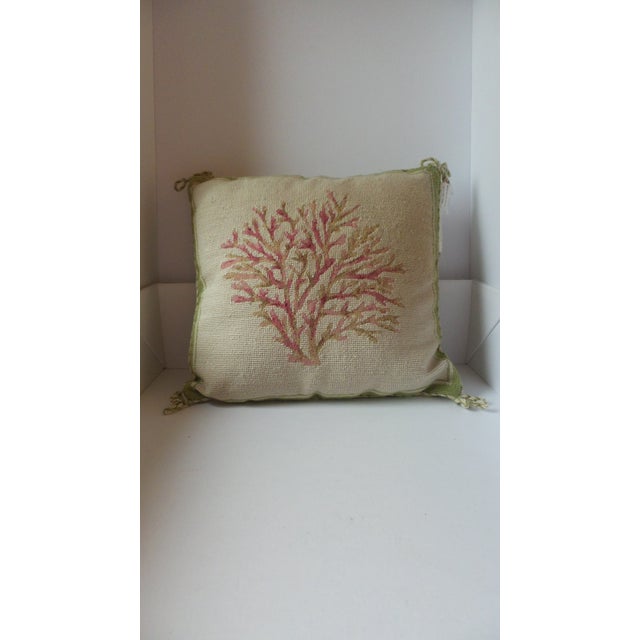 Coral Needlepoint Pillow For Sale - Image 11 of 11