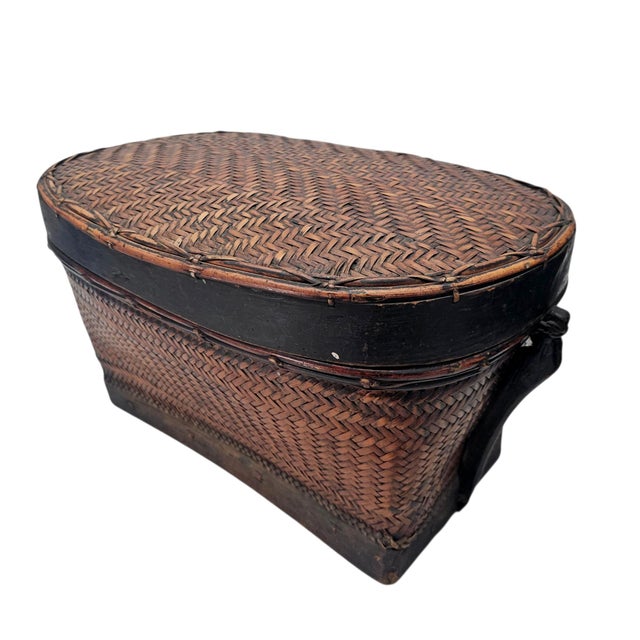Mid 20th Century Large Philippine Bontoc Rattan and Bamboo 'Tayaan' Storage Basket 1950's 21.5" For Sale - Image 5 of 13