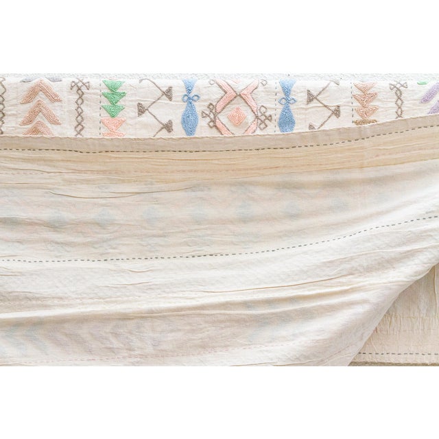 Textile Pastel Rainbow Hand-Stitched Cotton Tribal Kantha Throw For Sale - Image 7 of 8