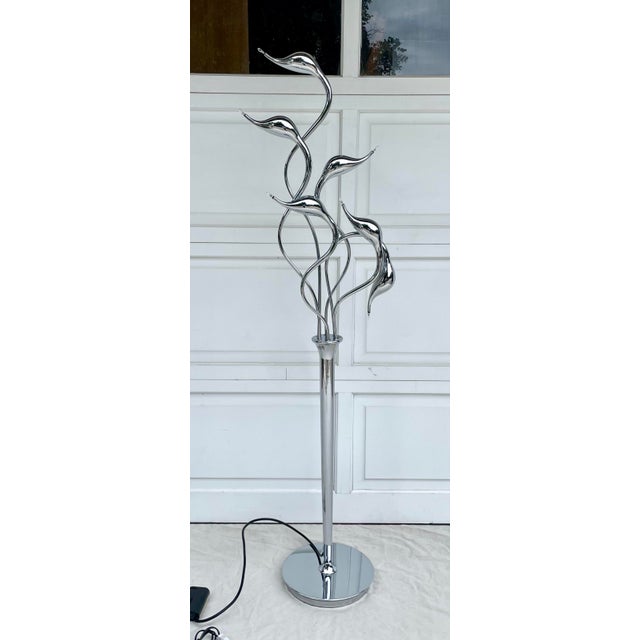 Metal Postmodern Modern Chrome Figurative Swan Floor Lamp For Sale - Image 7 of 12
