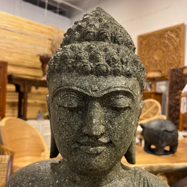 Hand Carved Green Stone Standing Buddha Statue Chairish