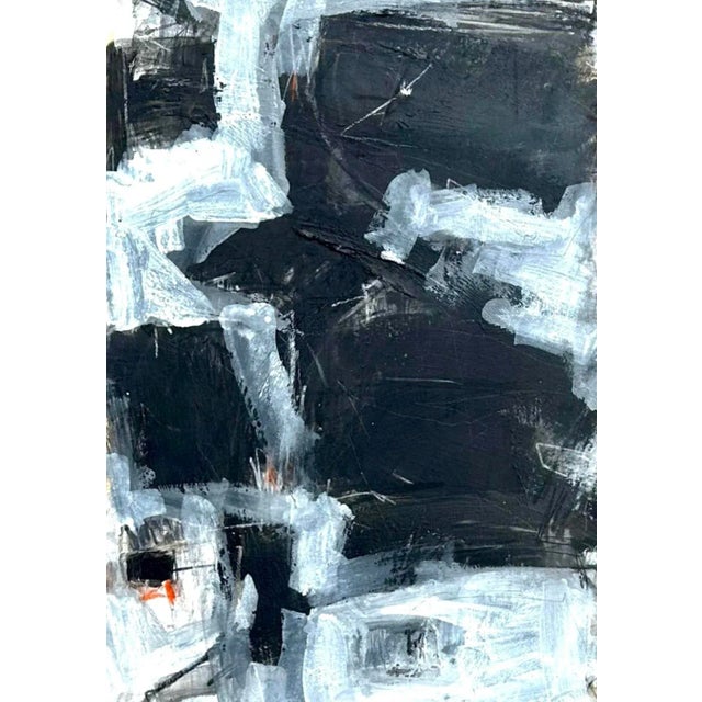 Introduce a bold, contemporary statement to your art collection with this striking vintage abstract painting. The fusion...