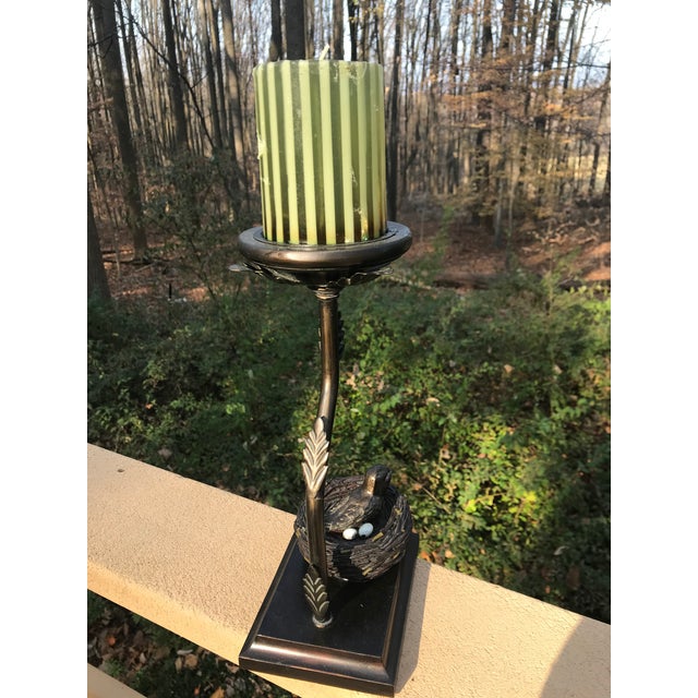 Bronze Vintage Bronze Bird in Nest Candleholder For Sale - Image 8 of 9