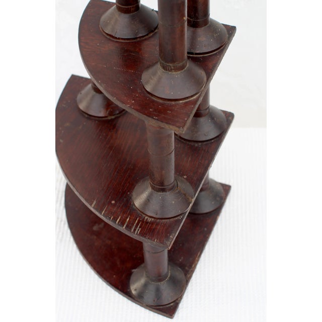 American Large Folk Art Spool Corner Shelf From the 1930s For Sale - Image 3 of 8