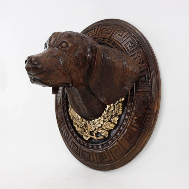 A Mid-20th Century Wooden Hand-Carved Decorative Dog Head For Sale - Image 12 of 12