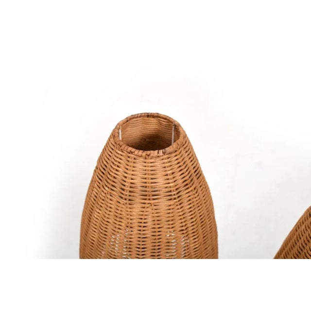 Lyfa Mid-Century Table Lamps with Wicker Shades from Lyfa, 1960s, Set of 2 For Sale - Image 4 of 7