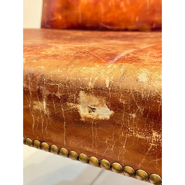 Vintage English Chippendale Style Leather and Mahogany Settee by Maitland & Glascoe For Sale - Image 15 of 18