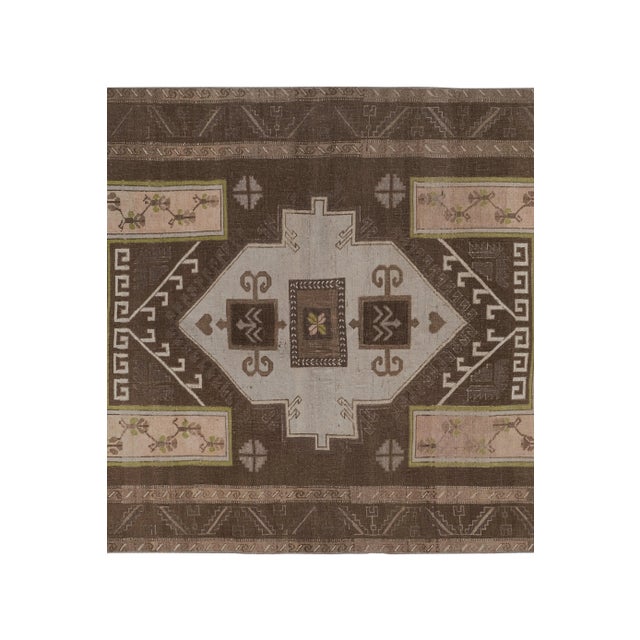 Vintage Brown Turkish Kars Rug 5'10'' X 10' For Sale In Philadelphia - Image 6 of 13