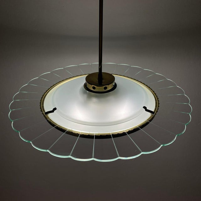 Vintage Disk Chandelier attributed to Pietro Chiesa for Fontana Arte, Italy, 1940s For Sale - Image 6 of 18