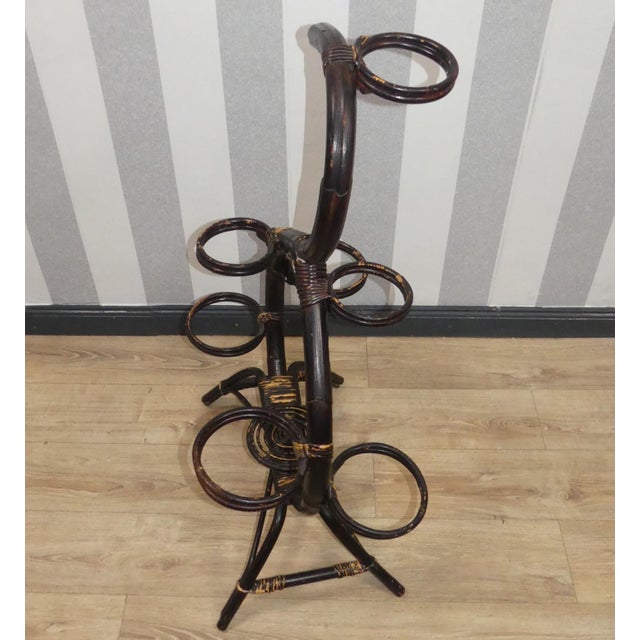 1960s Bamboo Flower Stand with Shelf Bamboo Wood & Rattan Flower Stand, 1960s For Sale - Image 5 of 14