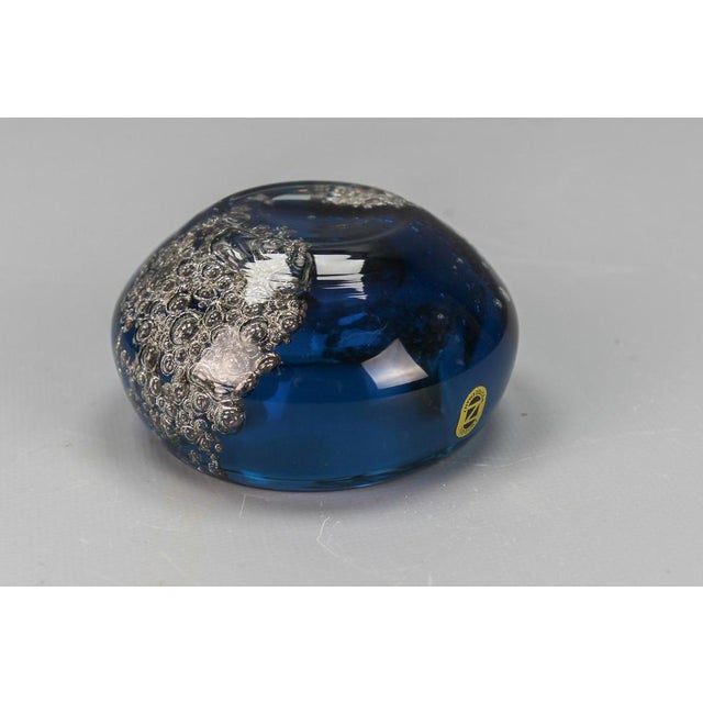 Small Blue Bubbled Glass Bowl by Zwiesel, Germany, 1970s For Sale - Image 11 of 16