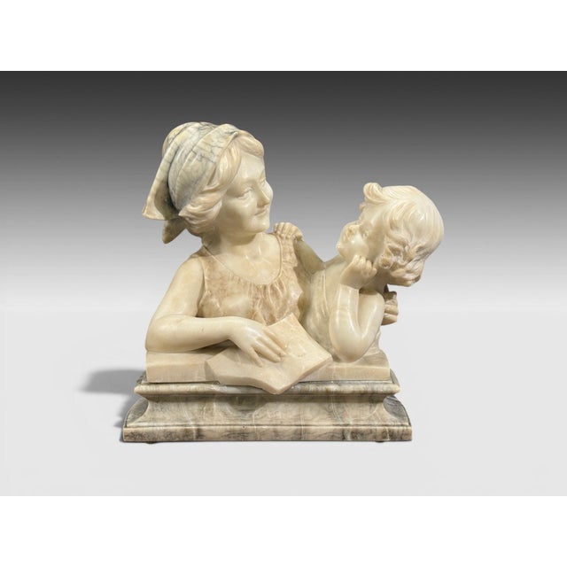 Neo-Classical, Marble Statue or Sculpture, Mother and Daughter, France, 1910s A neoclassical marble sculpture of a mother...